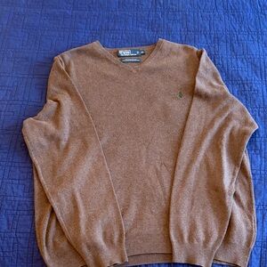 Ralph Lauren Men's  Brown V-Neck Sweater